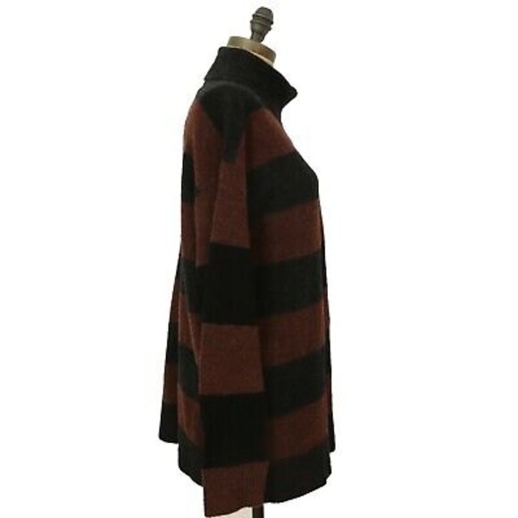 Treasure & Bond Wide Stripe Turtleneck Sweater Top M Gray Burgundy NEW Tag B27 - Picture 4 of 6